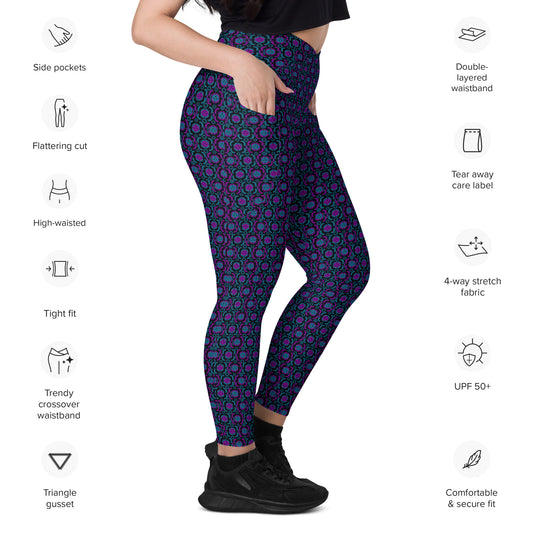  Detailed look at the features of high-waisted pickleball leggings, including side pockets for convenience, UPF 50+ protection for sun safety, a flattering V-shape waistband, and a comfortable, stretchy fit. Ideal for any pickleball player looking for functionality and style