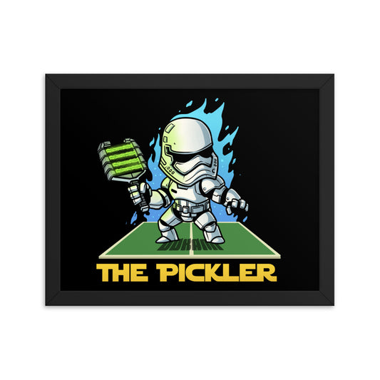 11x14 framed poster depicting 'The Pickler Stormtrooper', a unique blend of Star Wars and sports, presented in a sleek black frame.