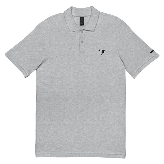 Front view of a sport grey Classic Pique Polo Shirt by OOKAMI SPORTS, emphasizing its classic cut and suitability for both casual and sportswear