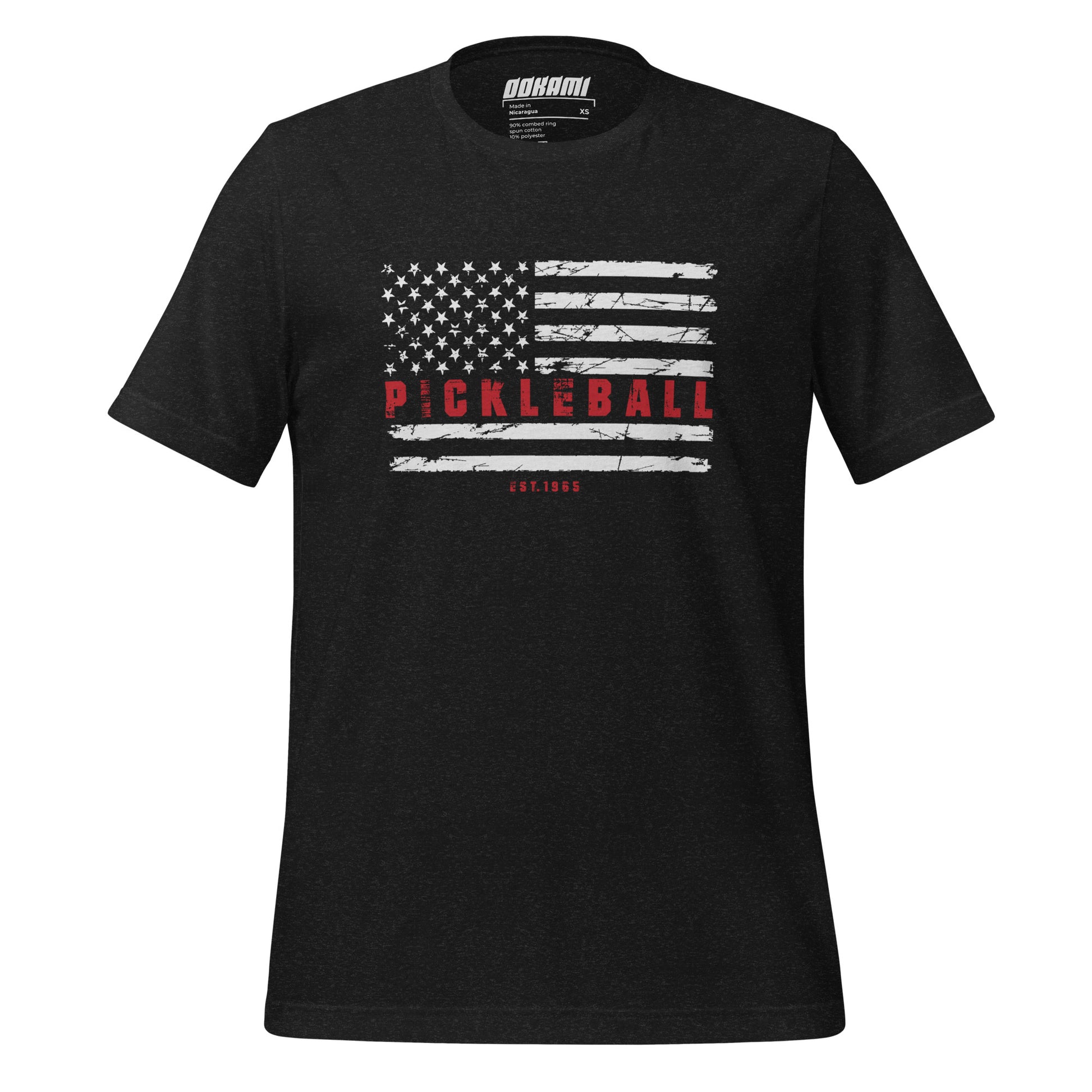 Front view of the Patriotic Pickleball T-Shirt displaying the full front design