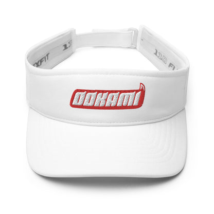 White FlexFit® visor featuring a red embroidered OOKAMI logo on the front, designed for pickleball players.