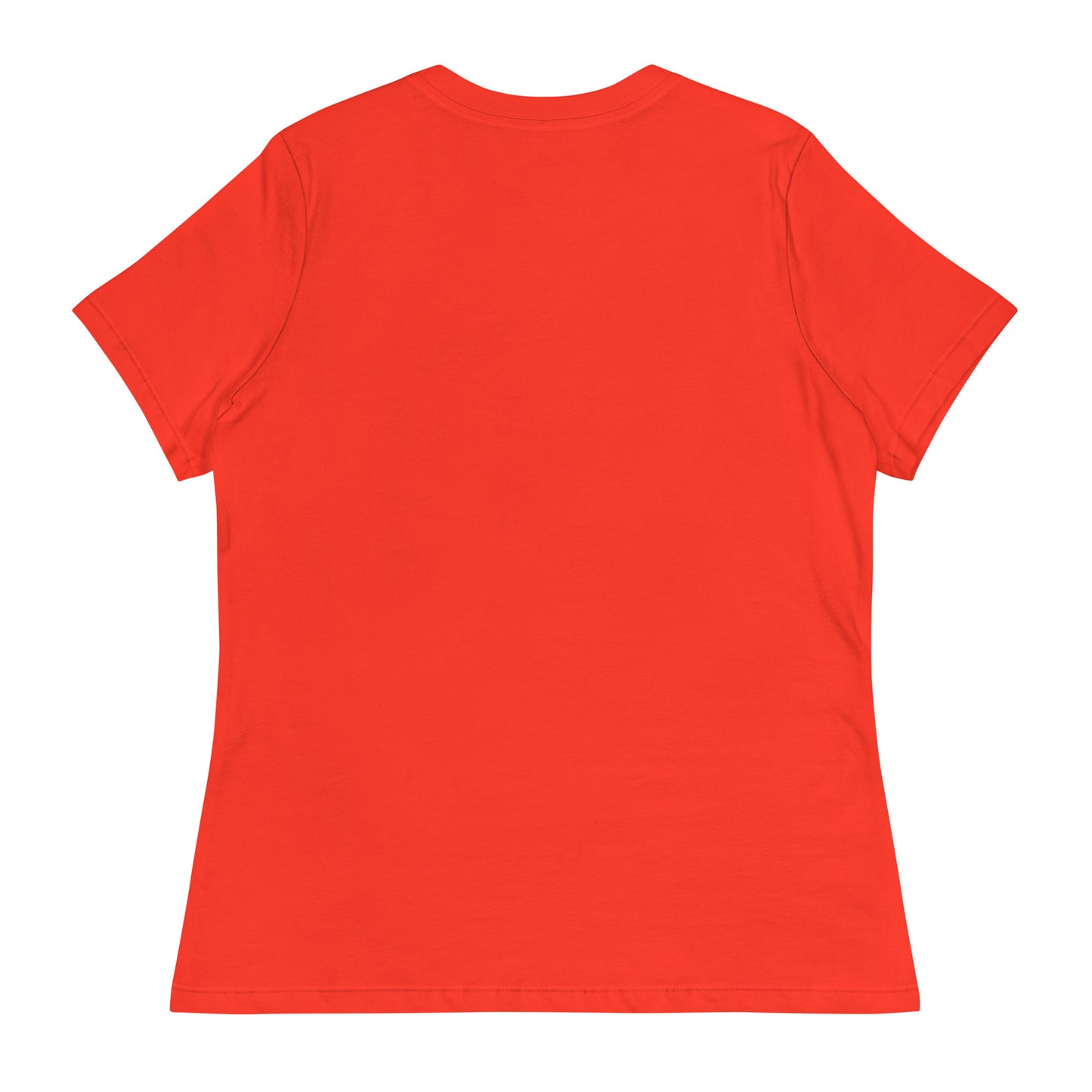 Back view of a poppy Women's Relaxed T-Shirt.